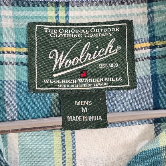 Vintage Woolrich Men's Green  Plaid Short Sleeve Button Up Shirt Size M - Picture 10 of 11